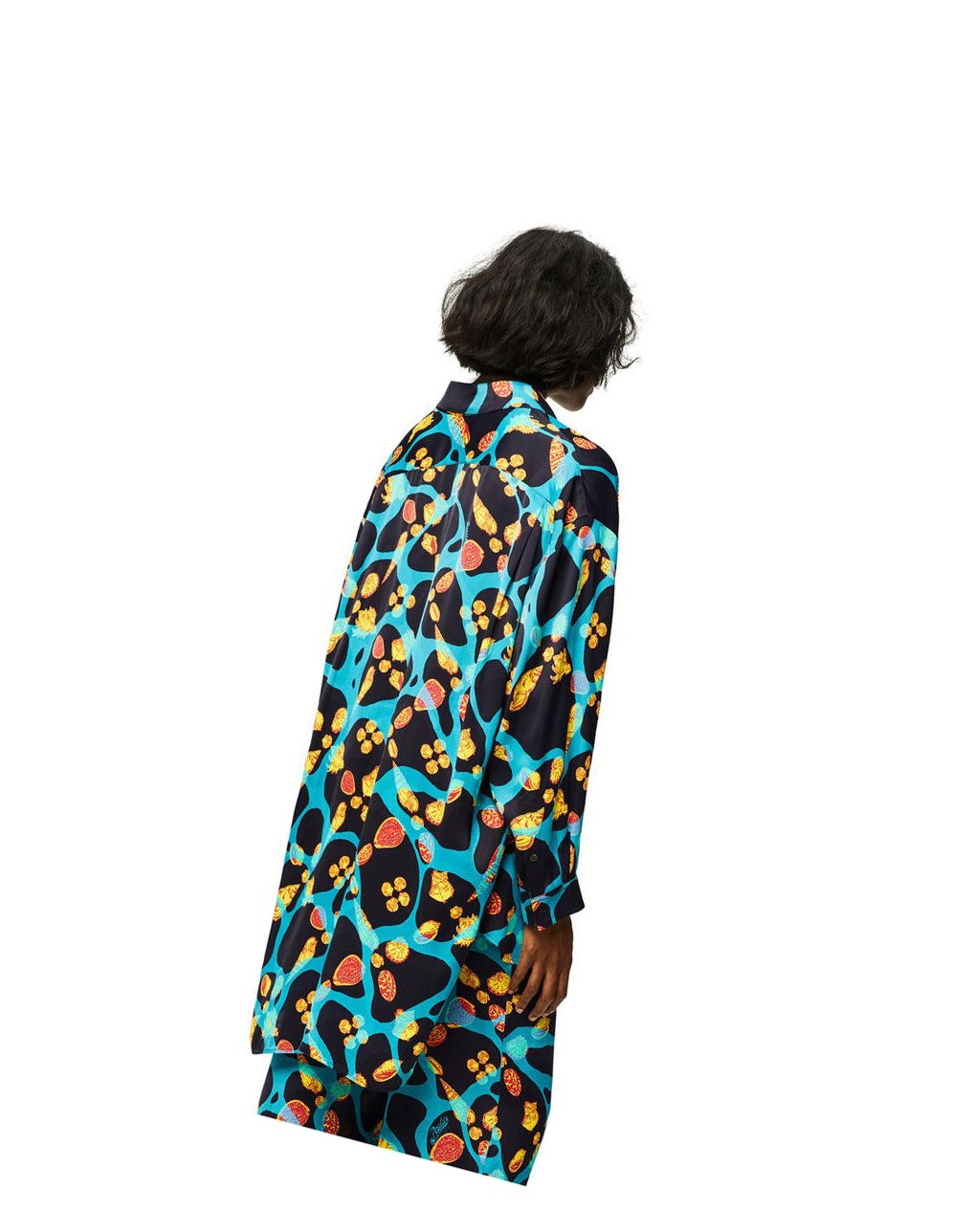 Loewe Shell print shirt in viscose Noir Turquoise | 7643MROVE