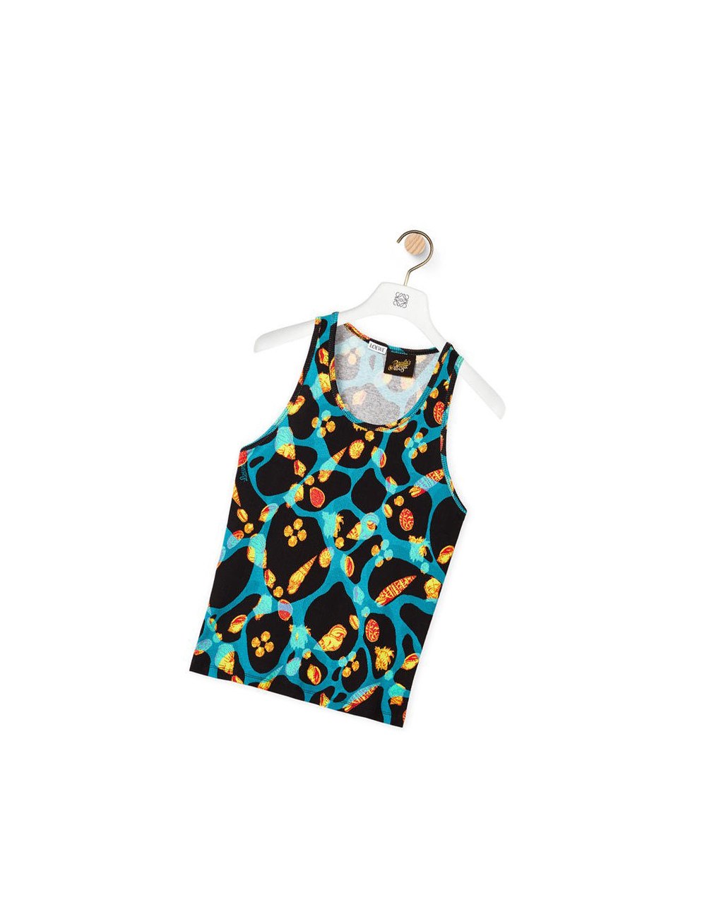 Loewe Shell print tank top in cotton Noir Turquoise | 7293VCYOI