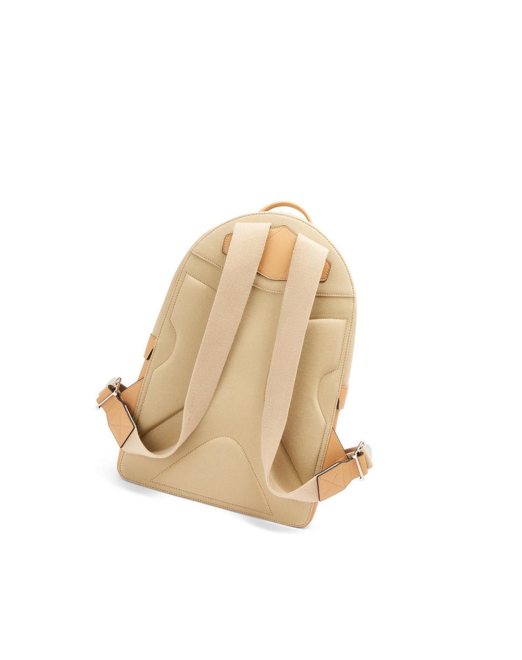 Loewe Signature Round backpack in canvas and classic calfskin Creta / Warm Desert | 7469LBWTY