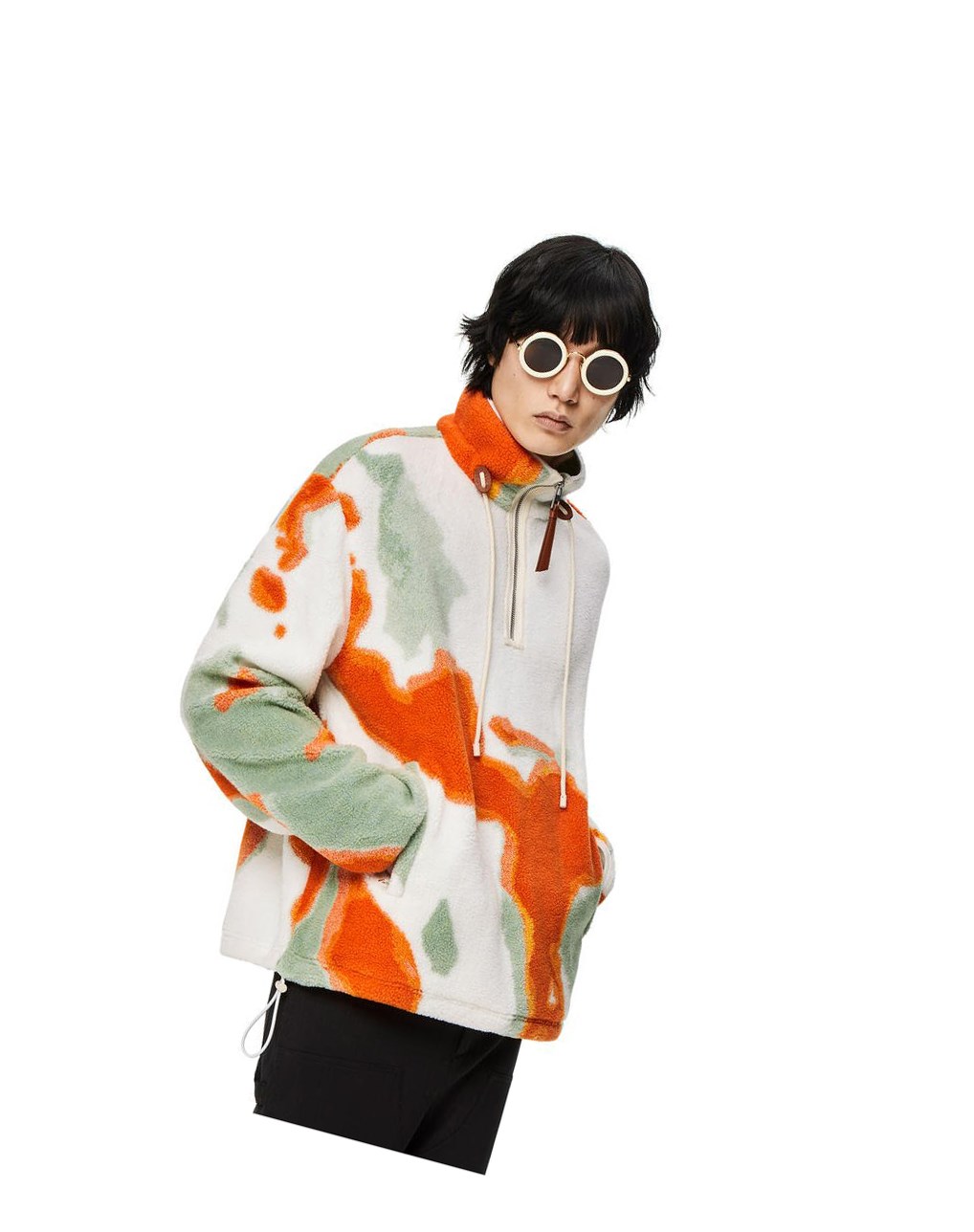 Loewe Silicone melange fleece jacket in polyester Vert Orange | 5784QUOES