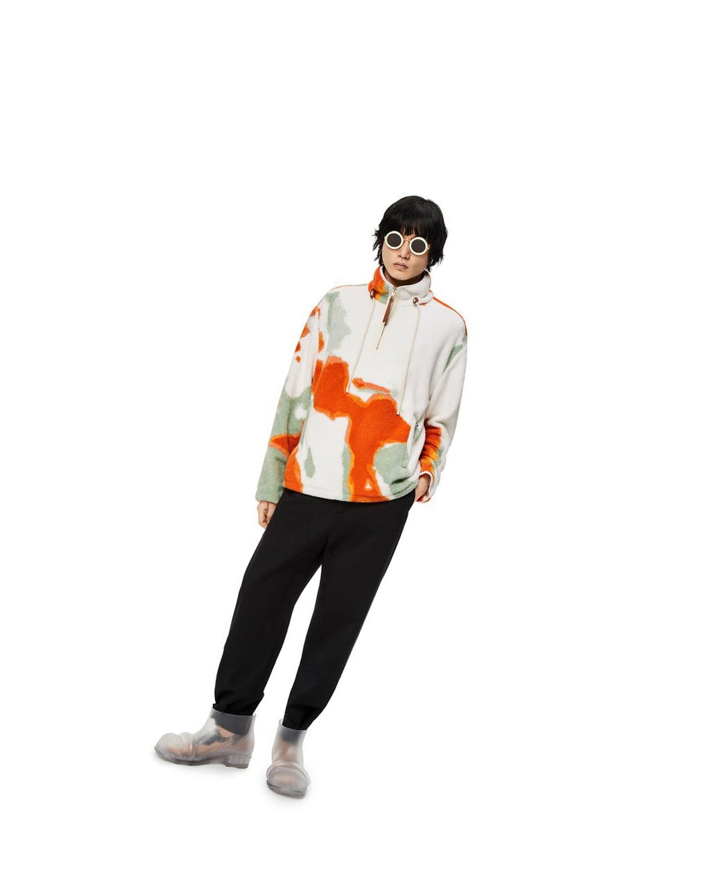 Loewe Silicone melange fleece jacket in polyester Vert Orange | 5784QUOES