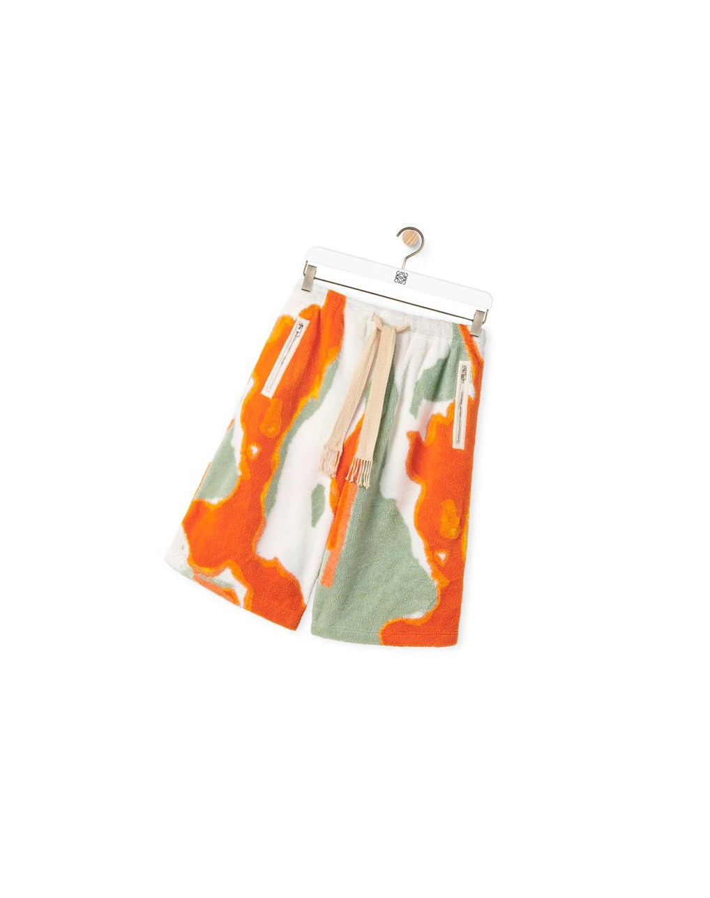 Loewe Silicone melange fleece shorts in polyester Vert Orange | 2175QDHFE