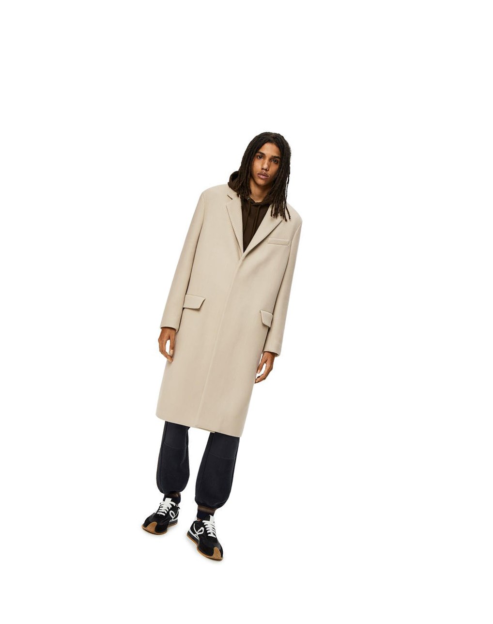 Loewe Single breasted coat in wool Quartz | 1380FOPZB