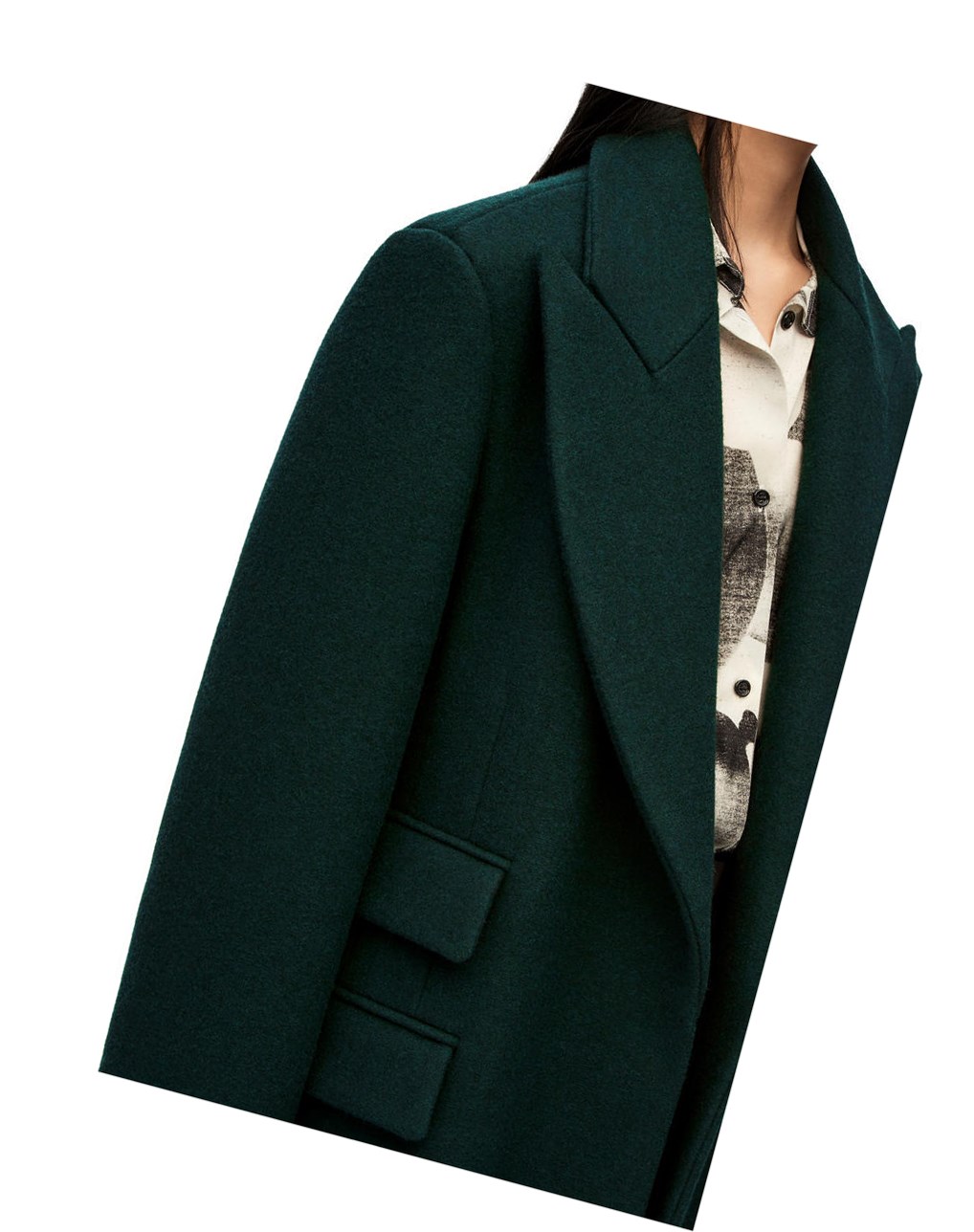 Loewe Single breasted coat in wool and cashmere Vert | 0517LVNUK