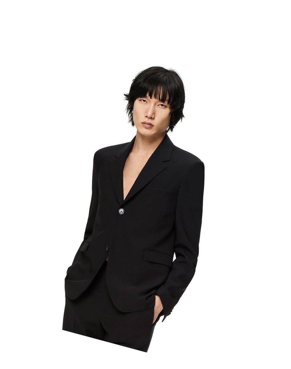 Loewe Single breasted jacket in wool Noir | 8293KTLED