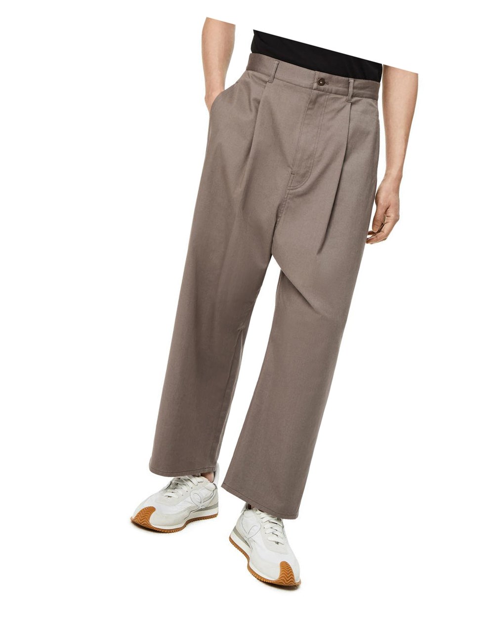 Loewe Single pleat trousers in cotton Iron | 7298BXSWN