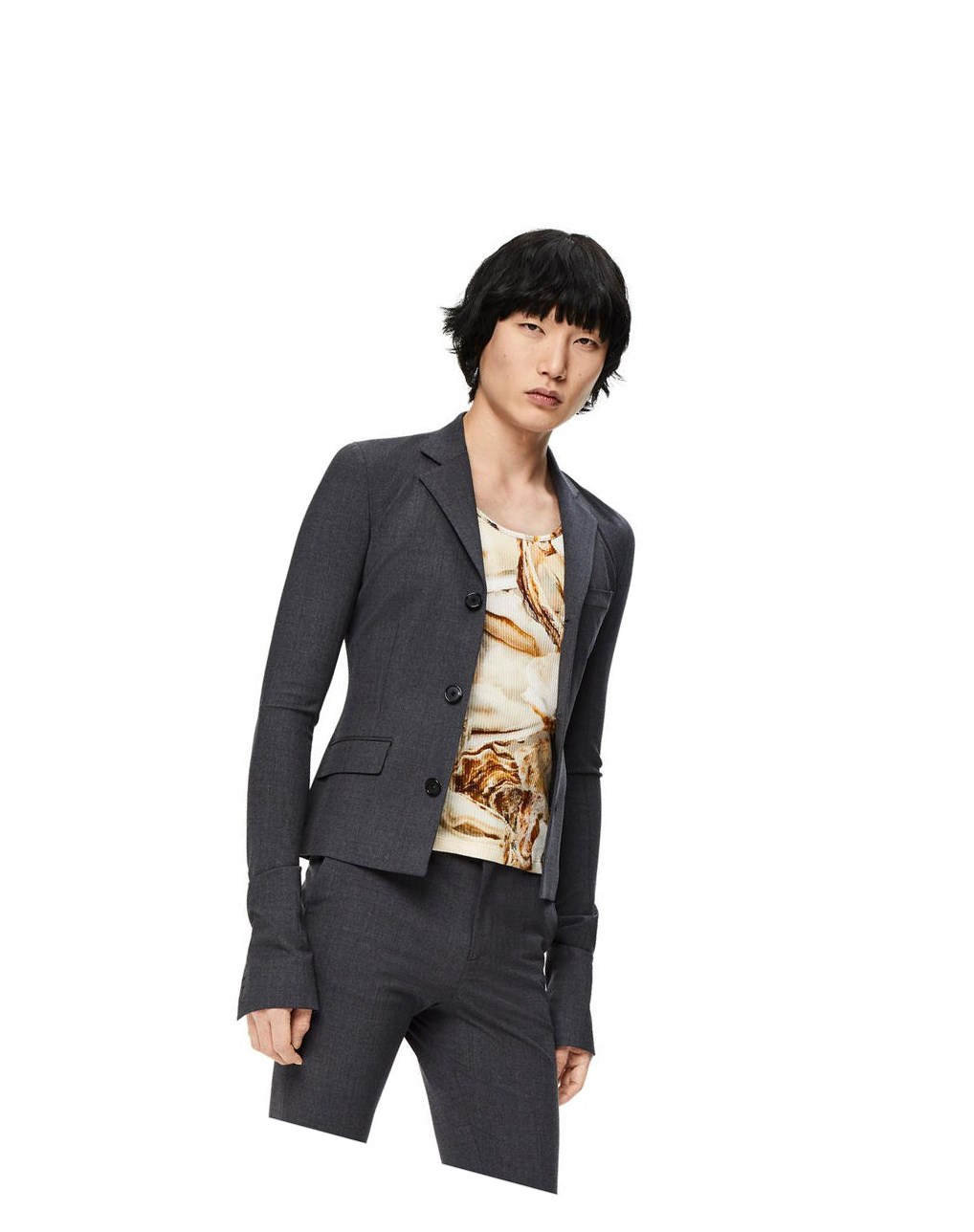 Loewe Skinny jacket in wool Charcoal | 4152QENBS