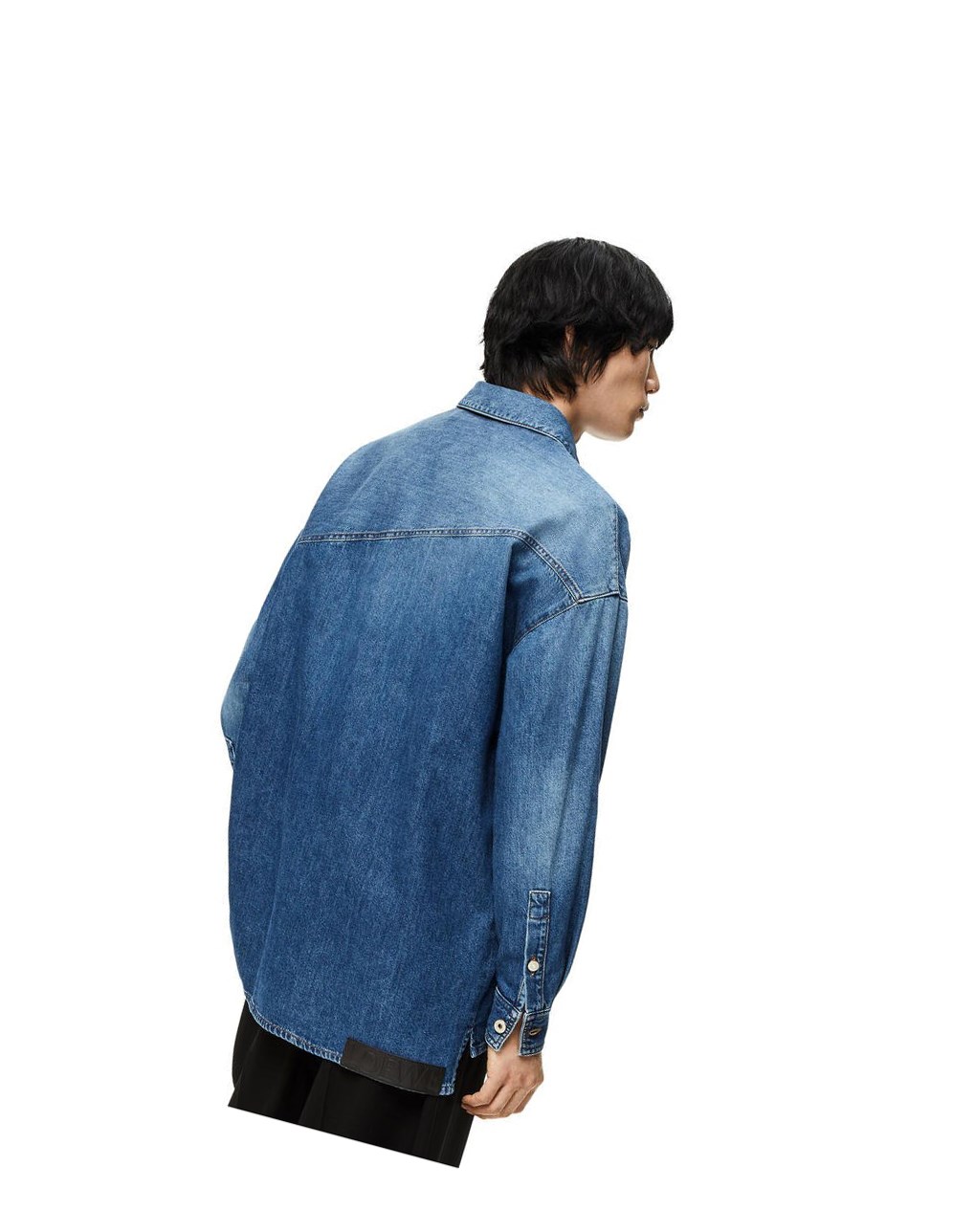 Loewe Slanted overshirt in washed denim Indigo Bleu | 2061YSOAL