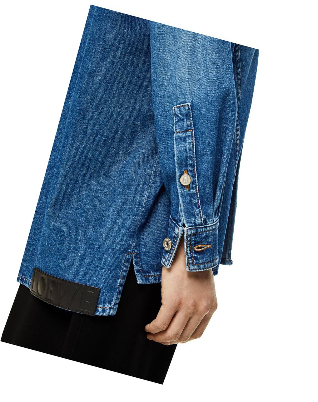 Loewe Slanted overshirt in washed denim Indigo Bleu | 2061YSOAL