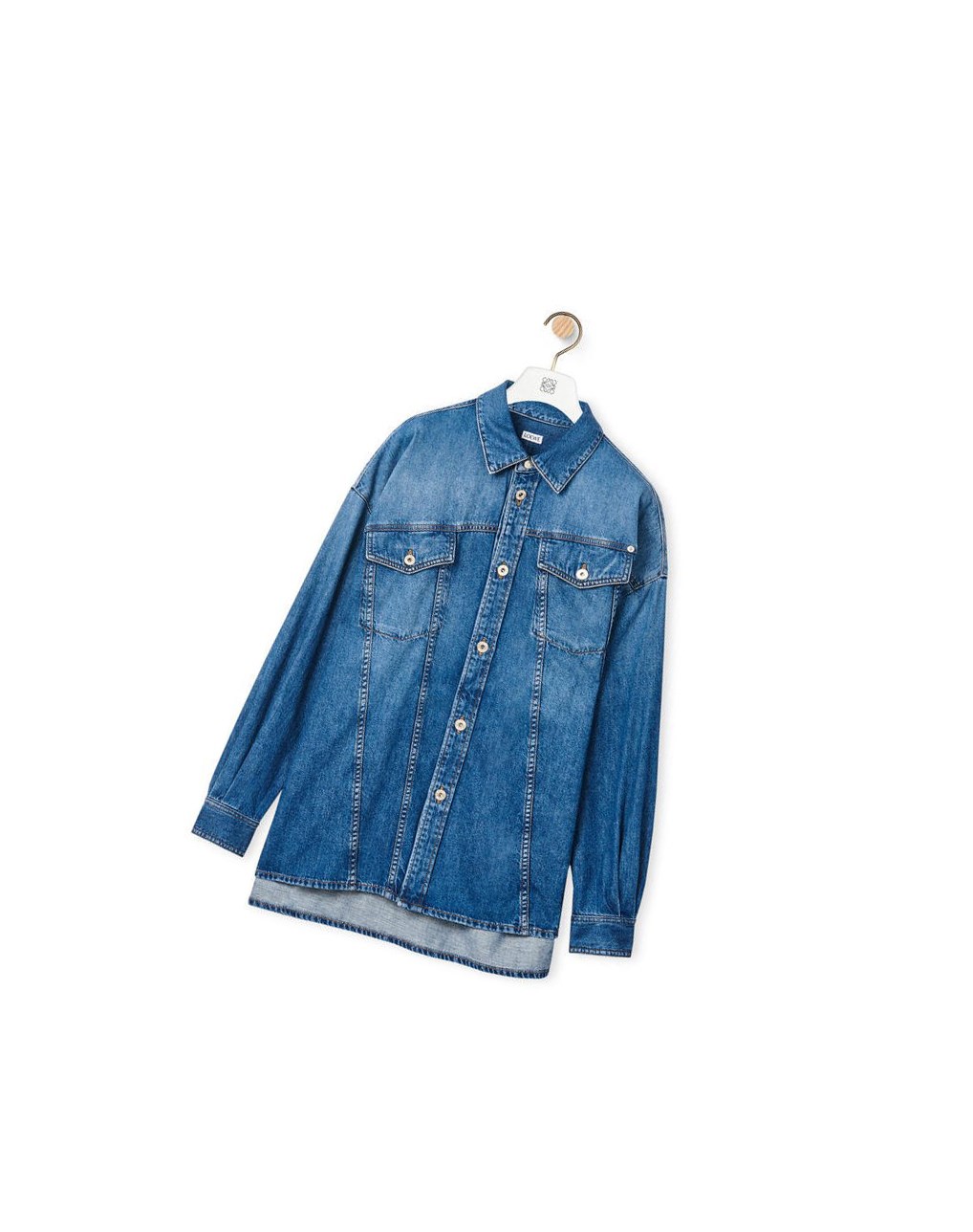 Loewe Slanted overshirt in washed denim Indigo Bleu | 2061YSOAL