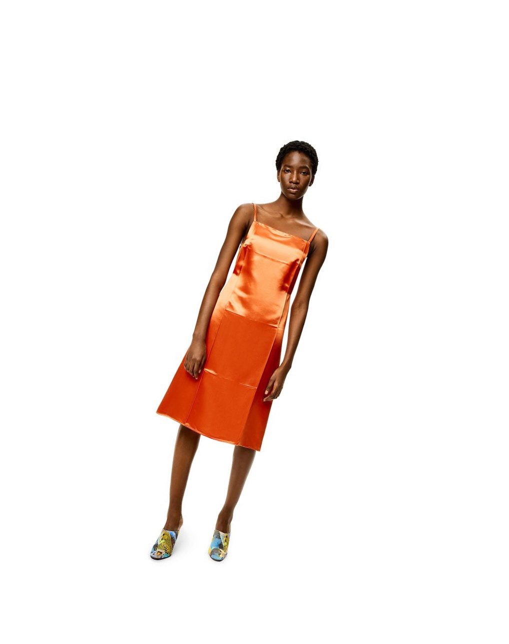 Loewe Slip dress in satin Orange | 9802VPNMI