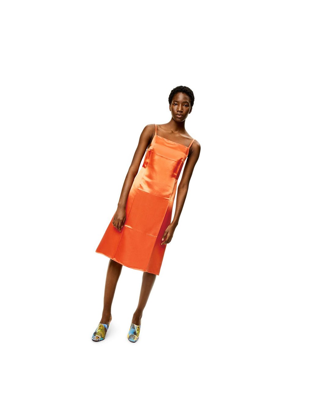 Loewe Slip dress in satin Orange | 9802VPNMI