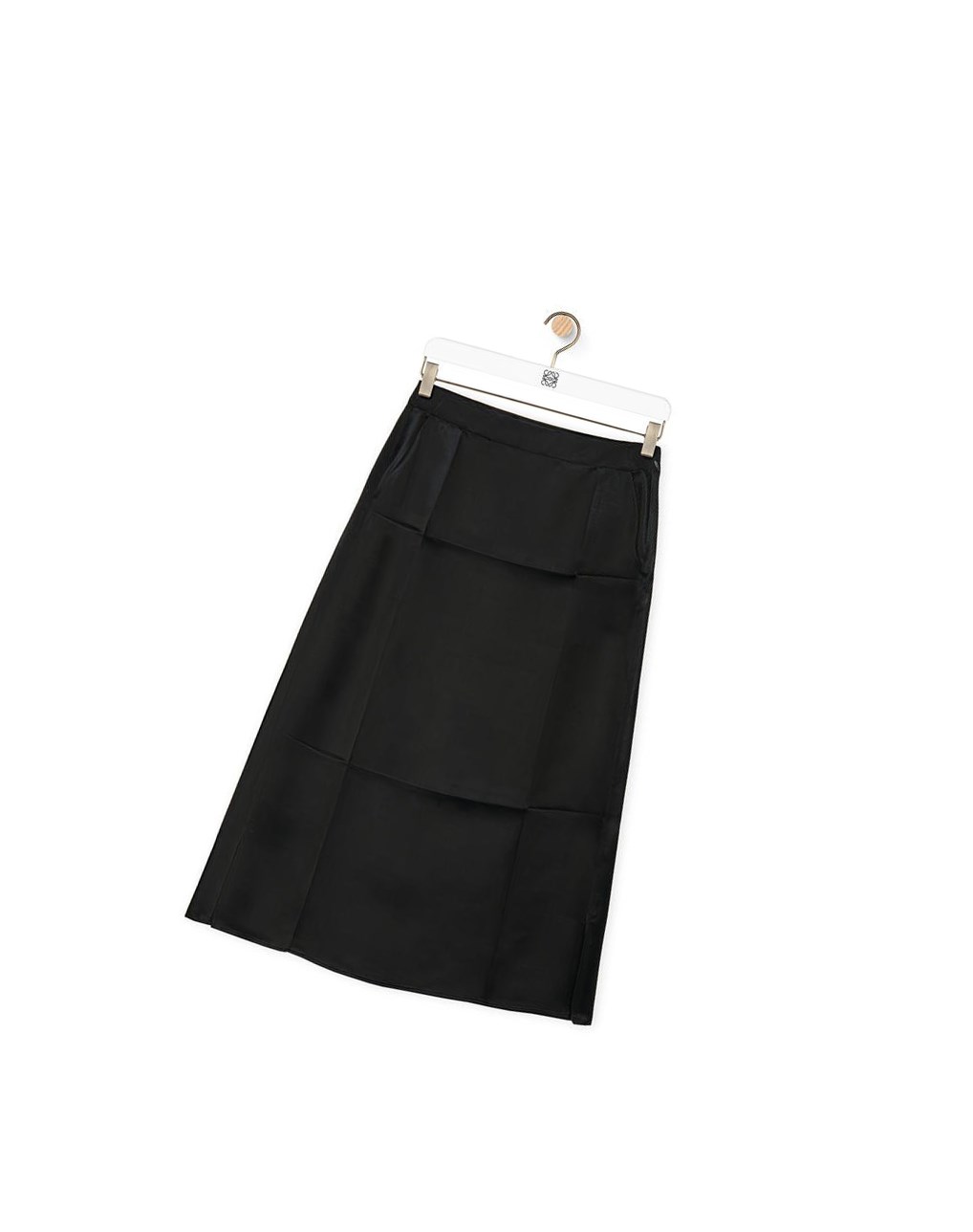 Loewe Slip midi skirt in satin Noir | 4638CUOQH