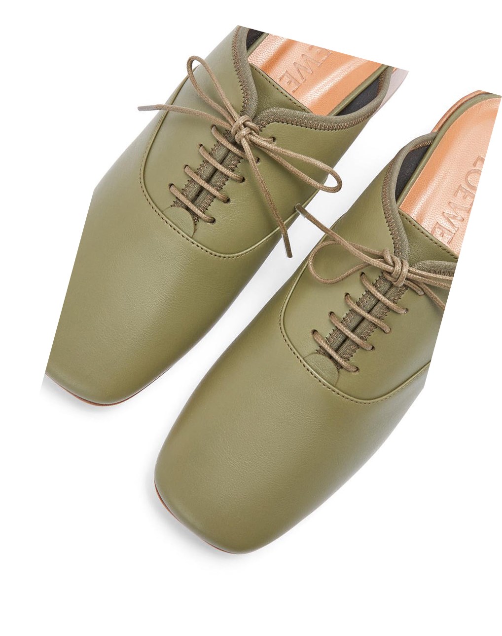 Loewe Slip on soft derby in lambskin Vert Olive Vert | 7514POGNW