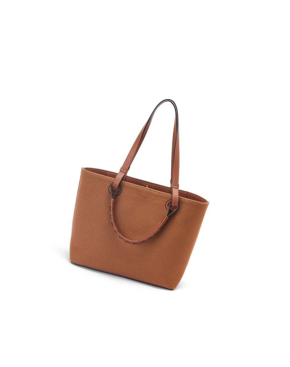 Loewe Small Anagram Tote bag in jacquard and calfskin Tan / Pecan | 7543UKNTG