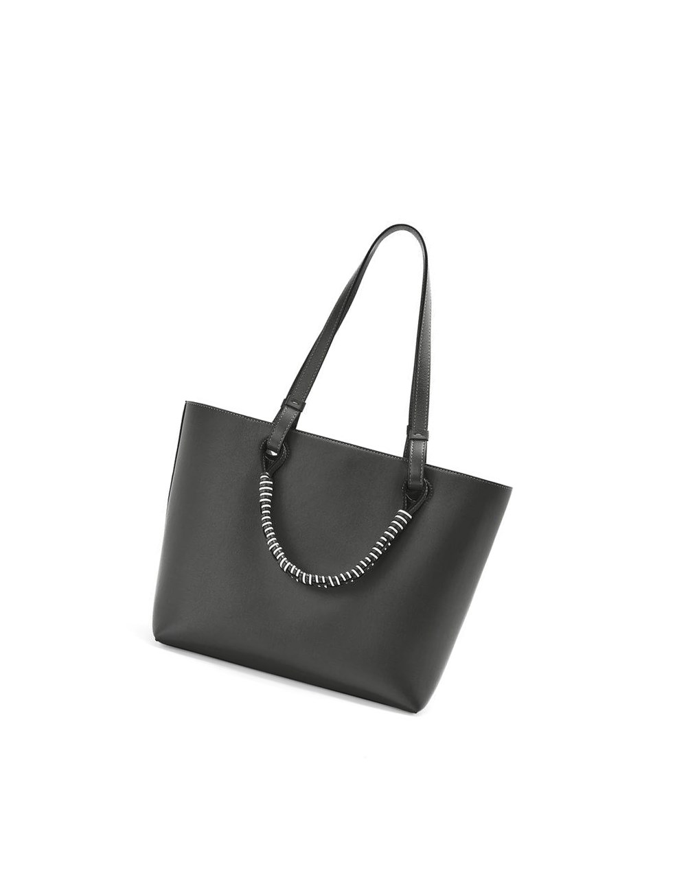 Loewe Small Anagram Tote in classic calfskin Noir Blanche | 9256QIMYR