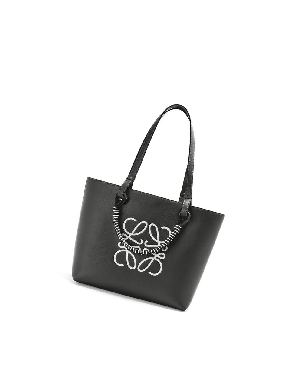 Loewe Small Anagram Tote in classic calfskin Noir Blanche | 9256QIMYR