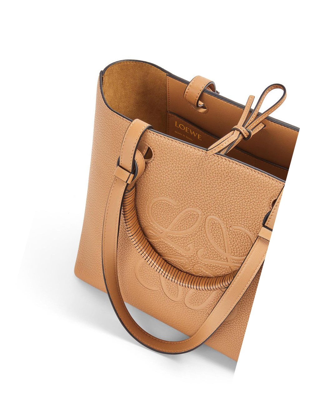 Loewe Small Anagram Tote in grained calfskin Toffee | 5640VSBKO