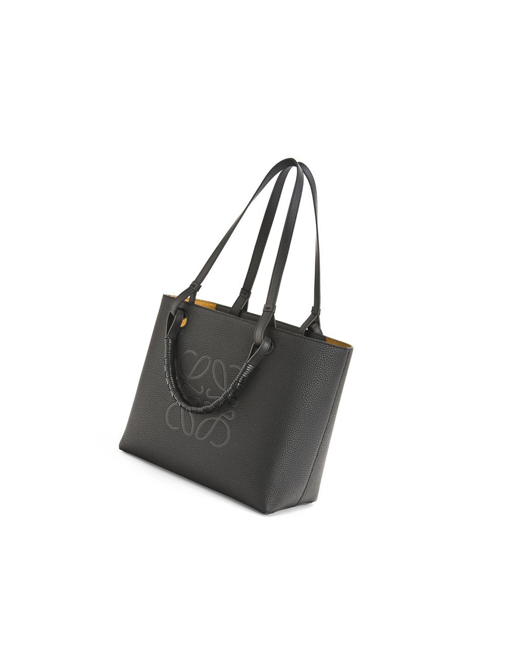 Loewe Small Anagram Tote in grained calfskin Noir | 9356OLINY