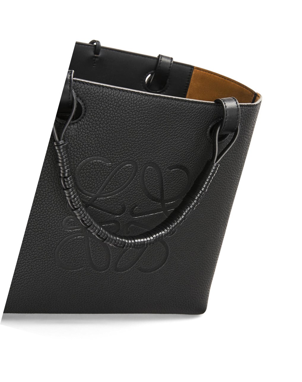 Loewe Small Anagram Tote in grained calfskin Noir | 9356OLINY