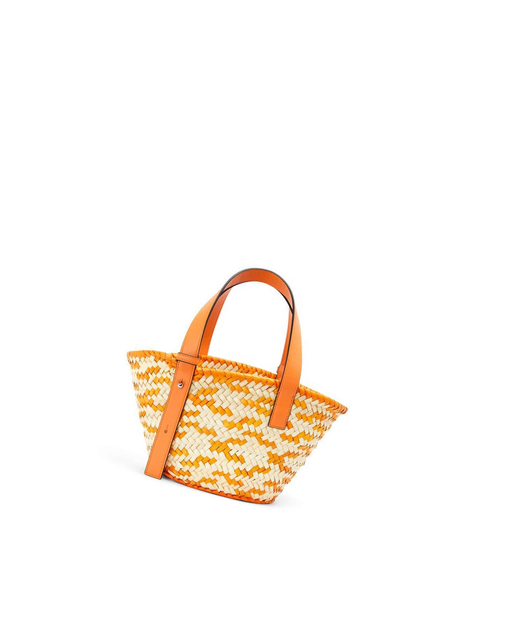 Loewe Small Basket bag in palm leaf and calfskin Abricot | 0985VUZWL