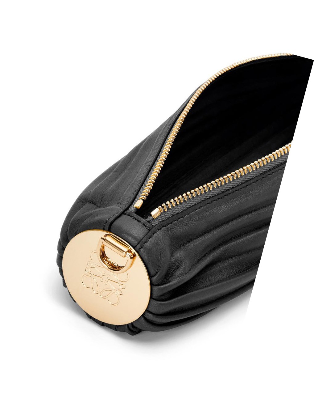 Loewe Small Bracelet pouch in pleated nappa Noir | 7350BDXJV