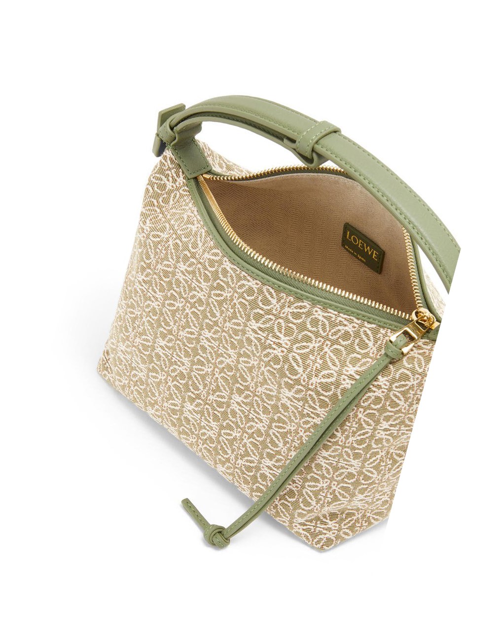 Loewe Small Cubi bag in Anagram jacquard and calfskin Vert Vert | 7850XZEQL