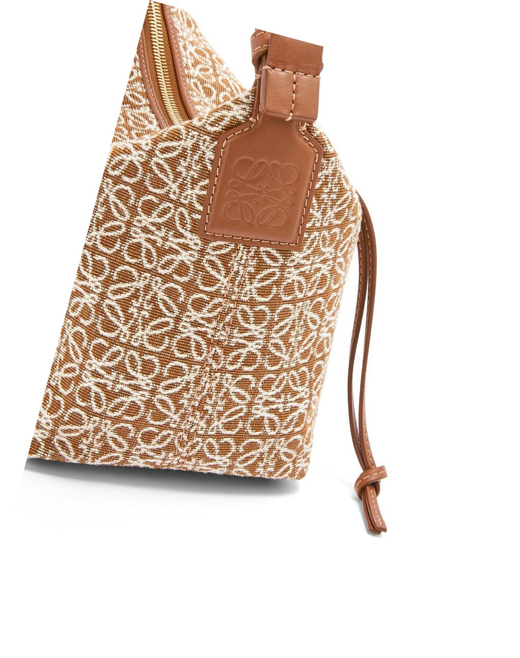 Loewe Small Cubi bag in Anagram jacquard and calfskin Tan / Pecan | 8372NAOIJ