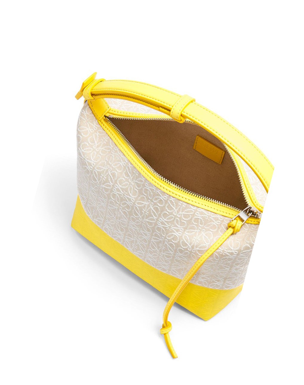 Loewe Small Cubi bag in coated jacquard and calfskin Citron | 2487XJHDK