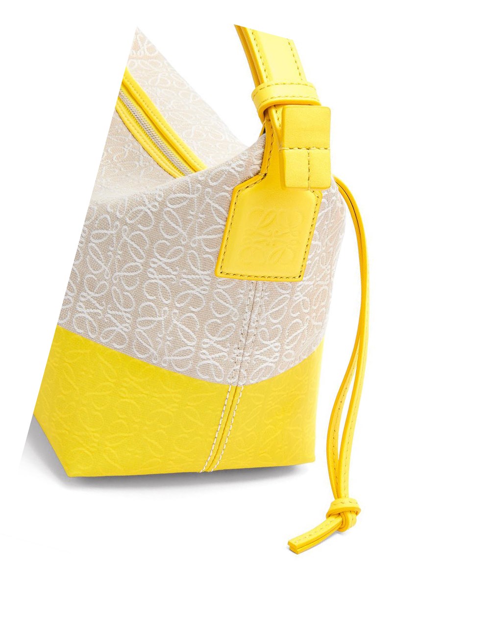 Loewe Small Cubi bag in coated jacquard and calfskin Citron | 2487XJHDK