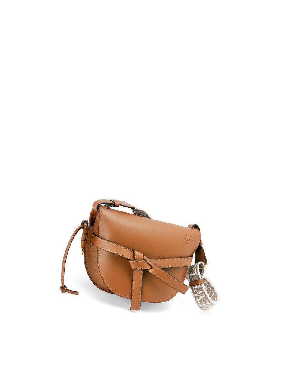 Loewe Small Gate bag in soft calfskin and jacquard Tan | 1046BWOJN