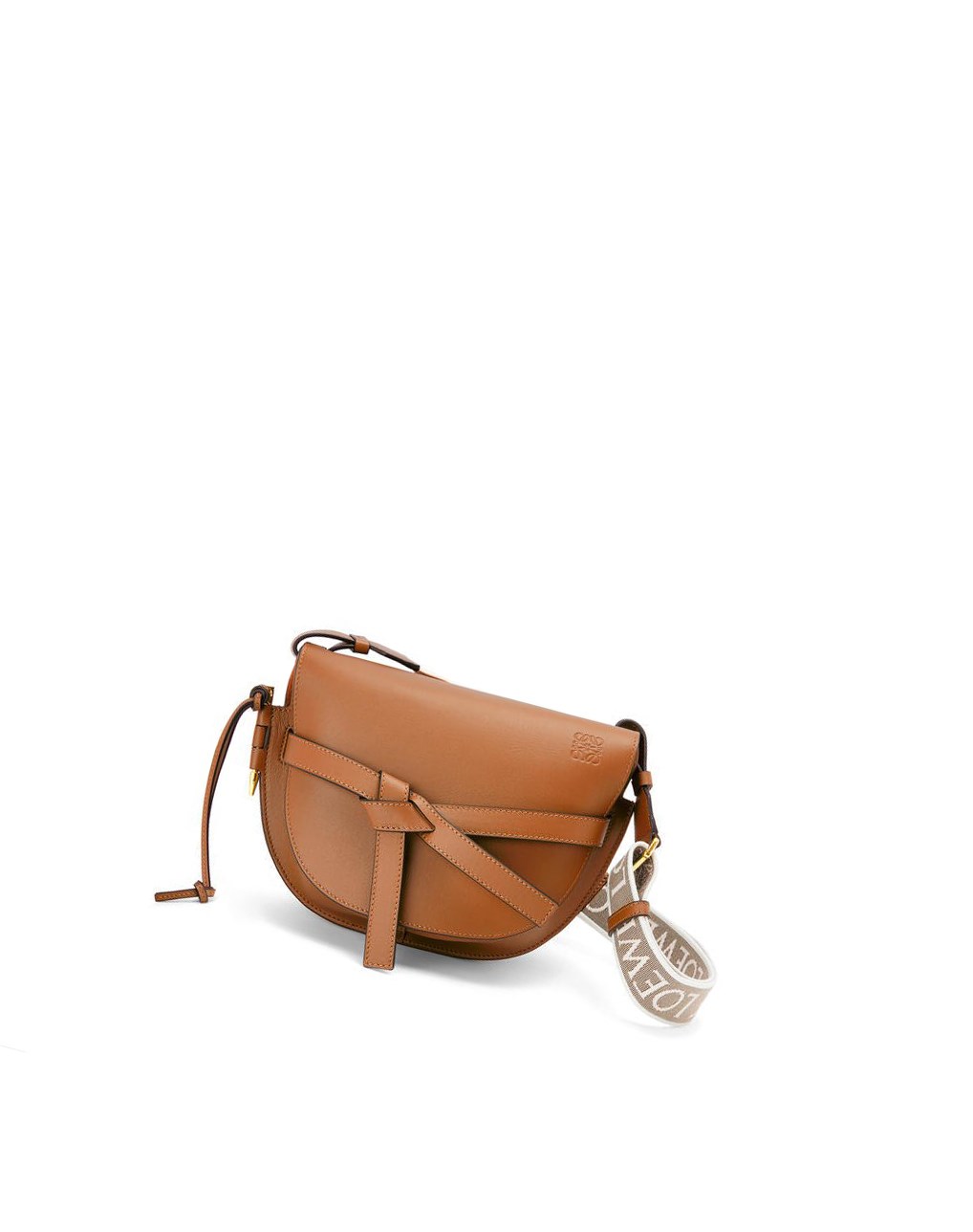 Loewe Small Gate bag in soft calfskin and jacquard Tan | 1046BWOJN