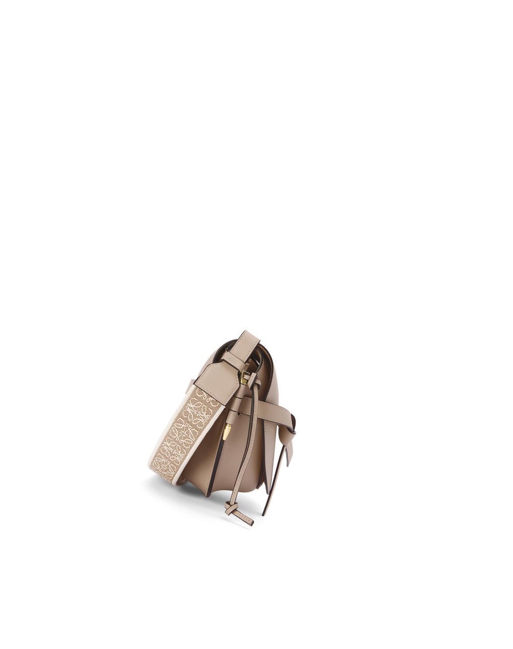 Loewe Small Gate bag in soft calfskin and jacquard Sable | 2096TLCKY