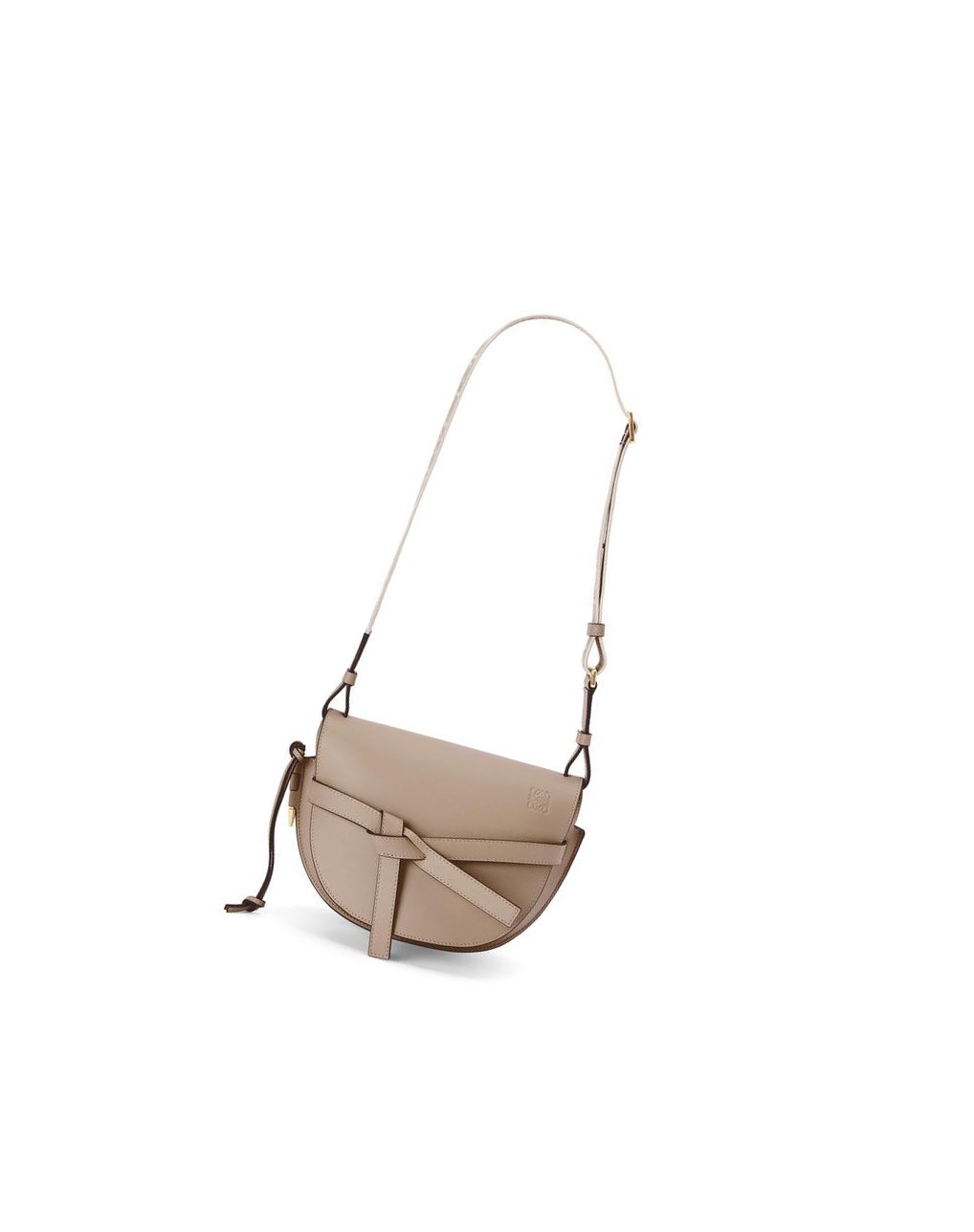 Loewe Small Gate bag in soft calfskin and jacquard Sable | 2096TLCKY