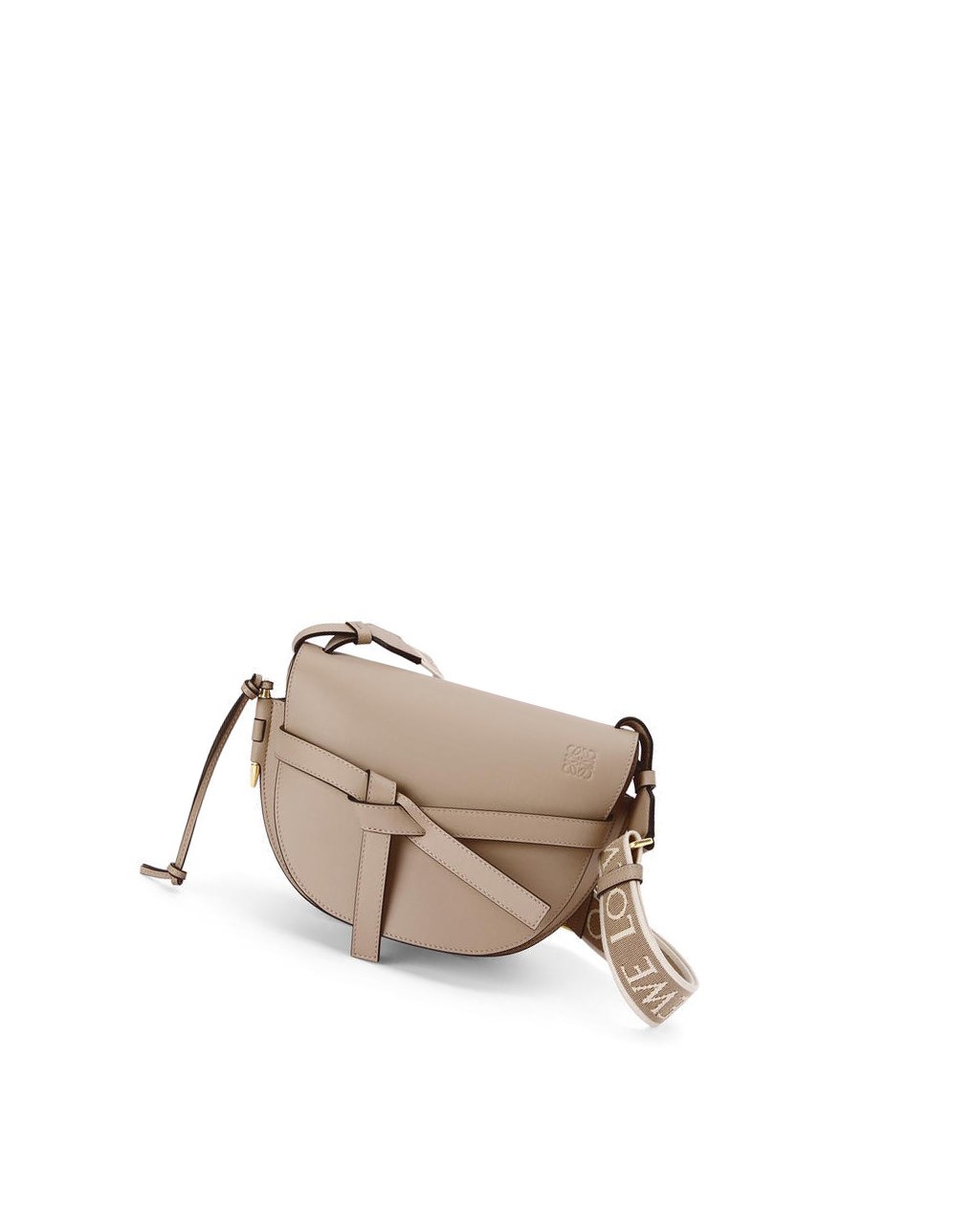 Loewe Small Gate bag in soft calfskin and jacquard Sable | 2096TLCKY