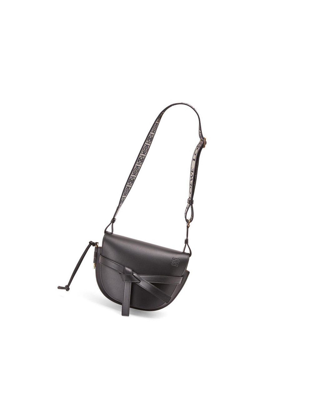 Loewe Small Gate bag in soft calfskin and jacquard Noir | 4830CXOLR