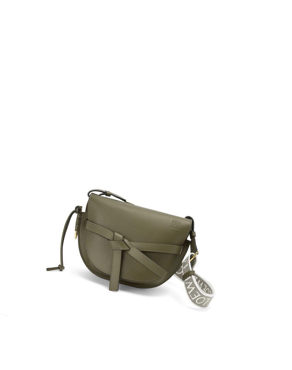 Loewe Small Gate bag in soft calfskin and jacquard Vert | 6802BVLTY