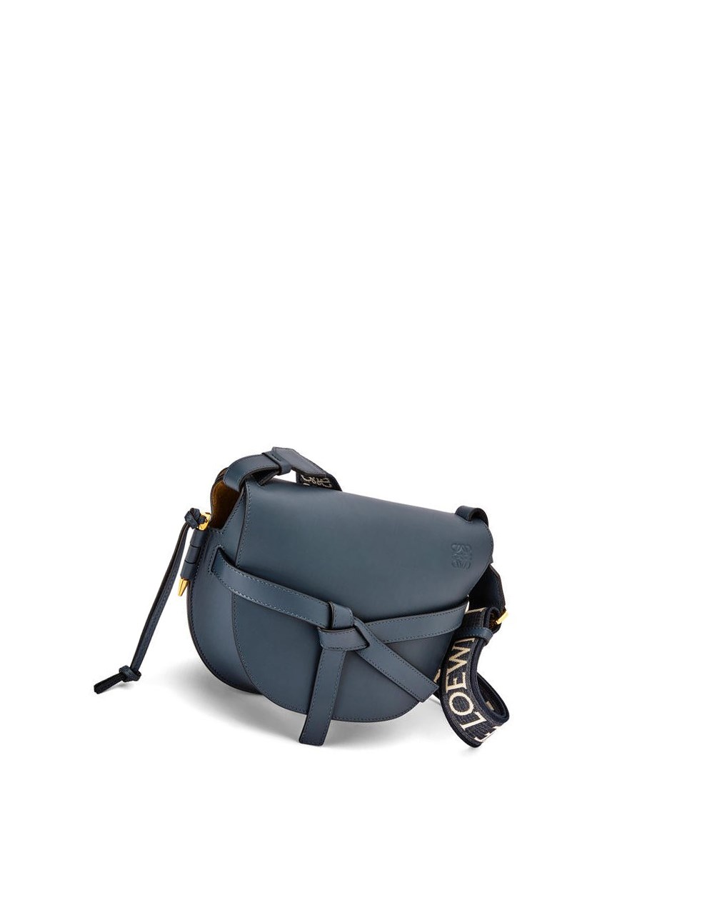 Loewe Small Gate bag in soft calfskin and jacquard Bleu | 9068TZDWR