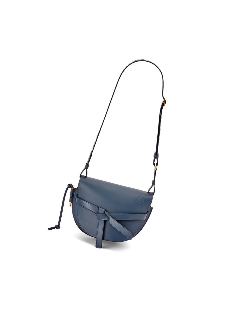 Loewe Small Gate bag in soft calfskin and jacquard Bleu | 9068TZDWR