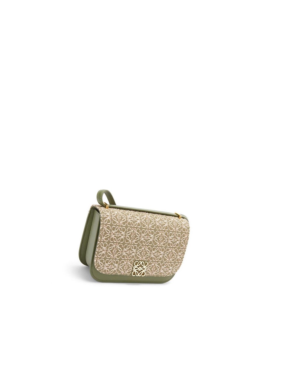 Loewe Small Goya bag in Anagram jacquard and calfskin Vert Vert | 5493XJDGR