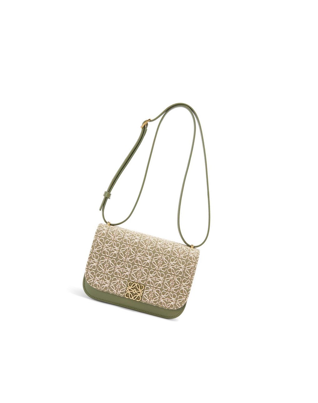 Loewe Small Goya bag in Anagram jacquard and calfskin Vert Vert | 5493XJDGR