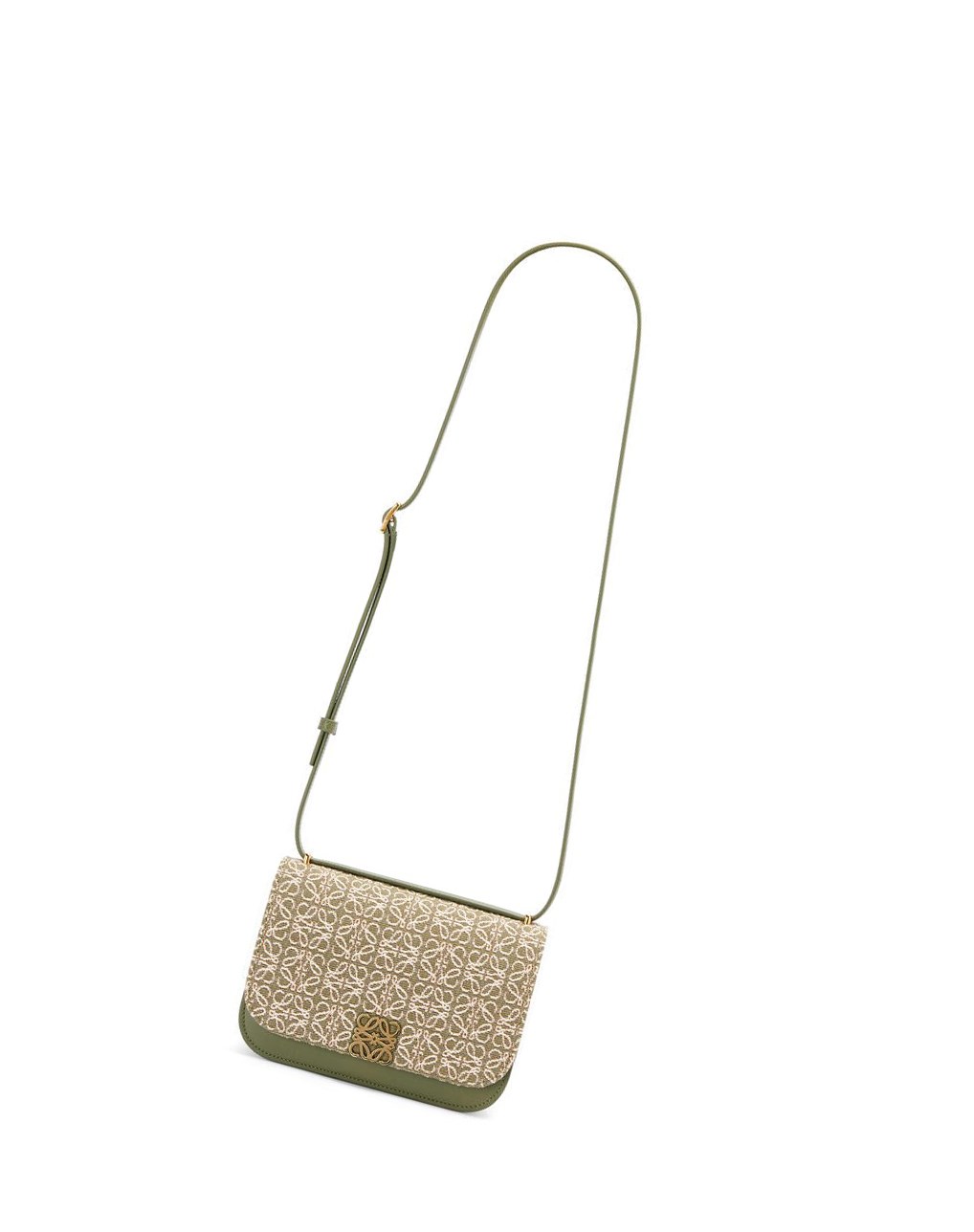 Loewe Small Goya bag in Anagram jacquard and calfskin Vert Vert | 5493XJDGR