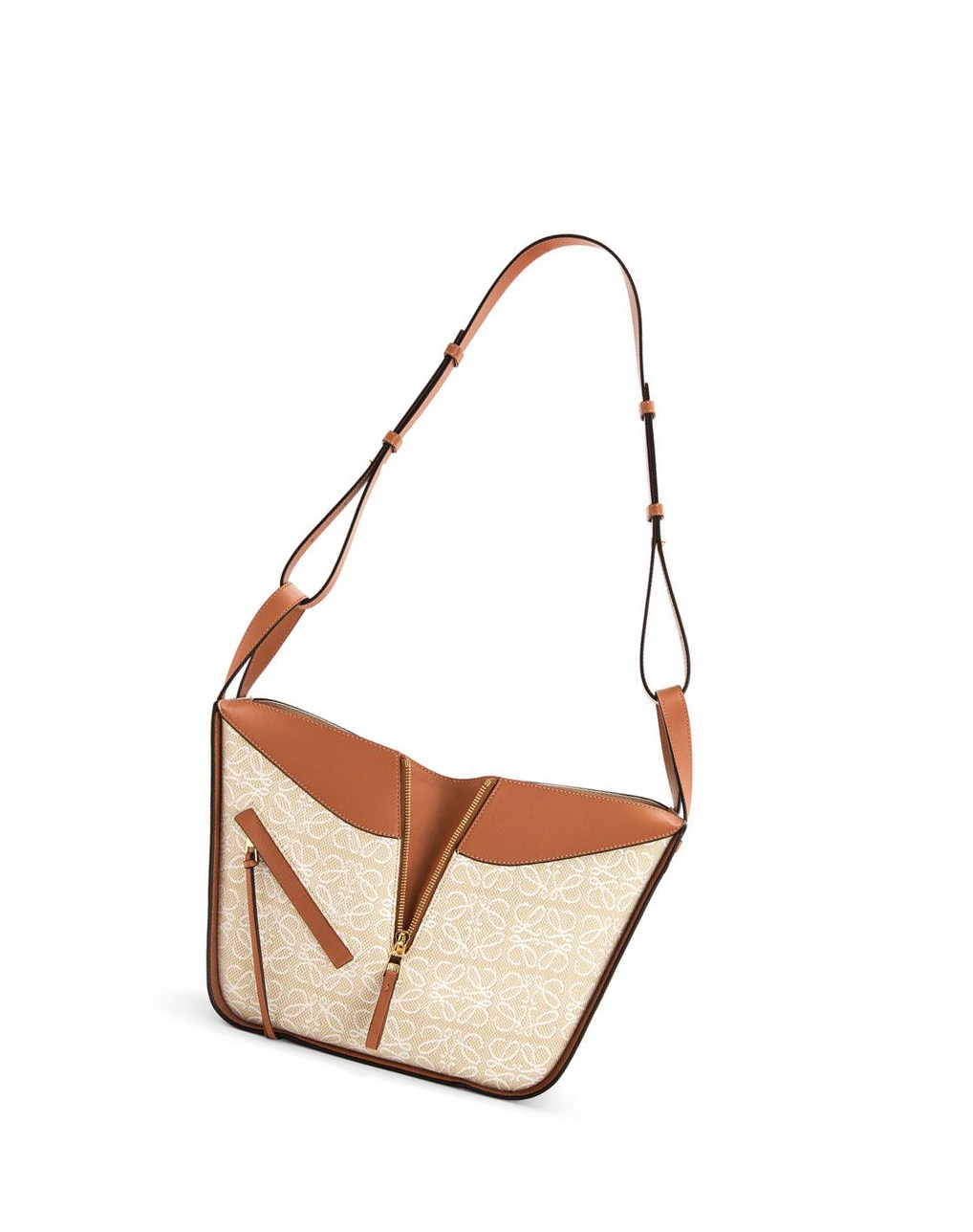 Loewe Small Hammock bag in Anagram jacquard and calfskin Ecru / Tan | 2695XOCNJ