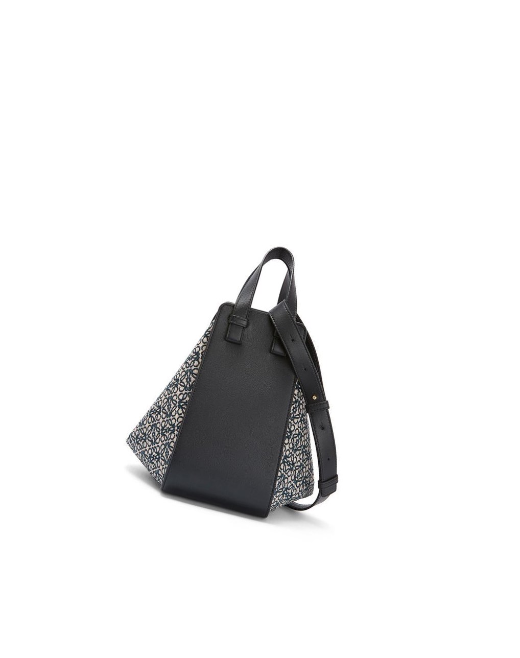 Loewe Small Hammock bag in Anagram jacquard and calfskin Bleu Marine Noir | 9482AHTWB