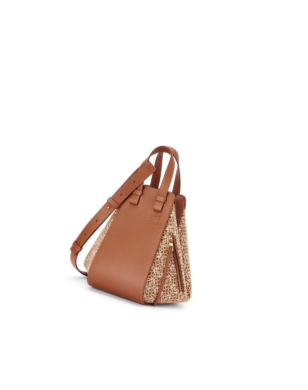 Loewe Small Hammock bag in Anagram jacquard and calfskin Tan / Pecan | 9501ATNVJ