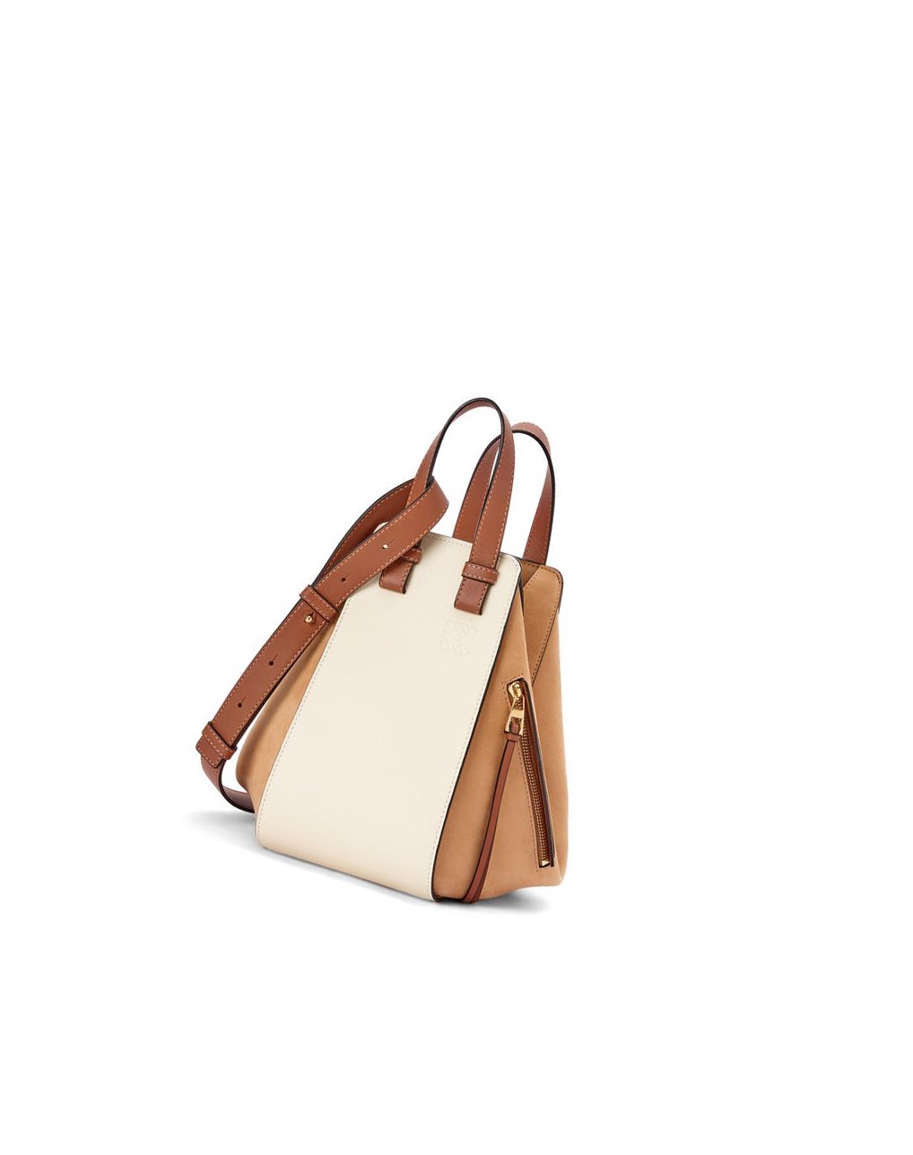 Loewe Small Hammock bag in classic calfskin and suede Milk / Warm Desert | 9605MULZT