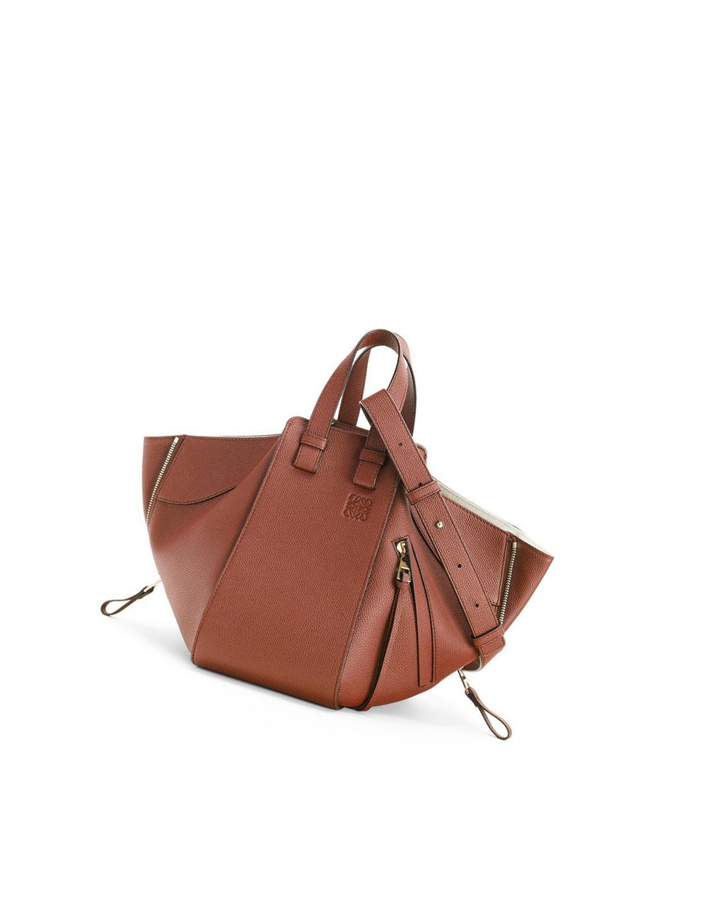 Loewe Small Hammock bag in pebble grain calfskin Rust | 4682MGWEF