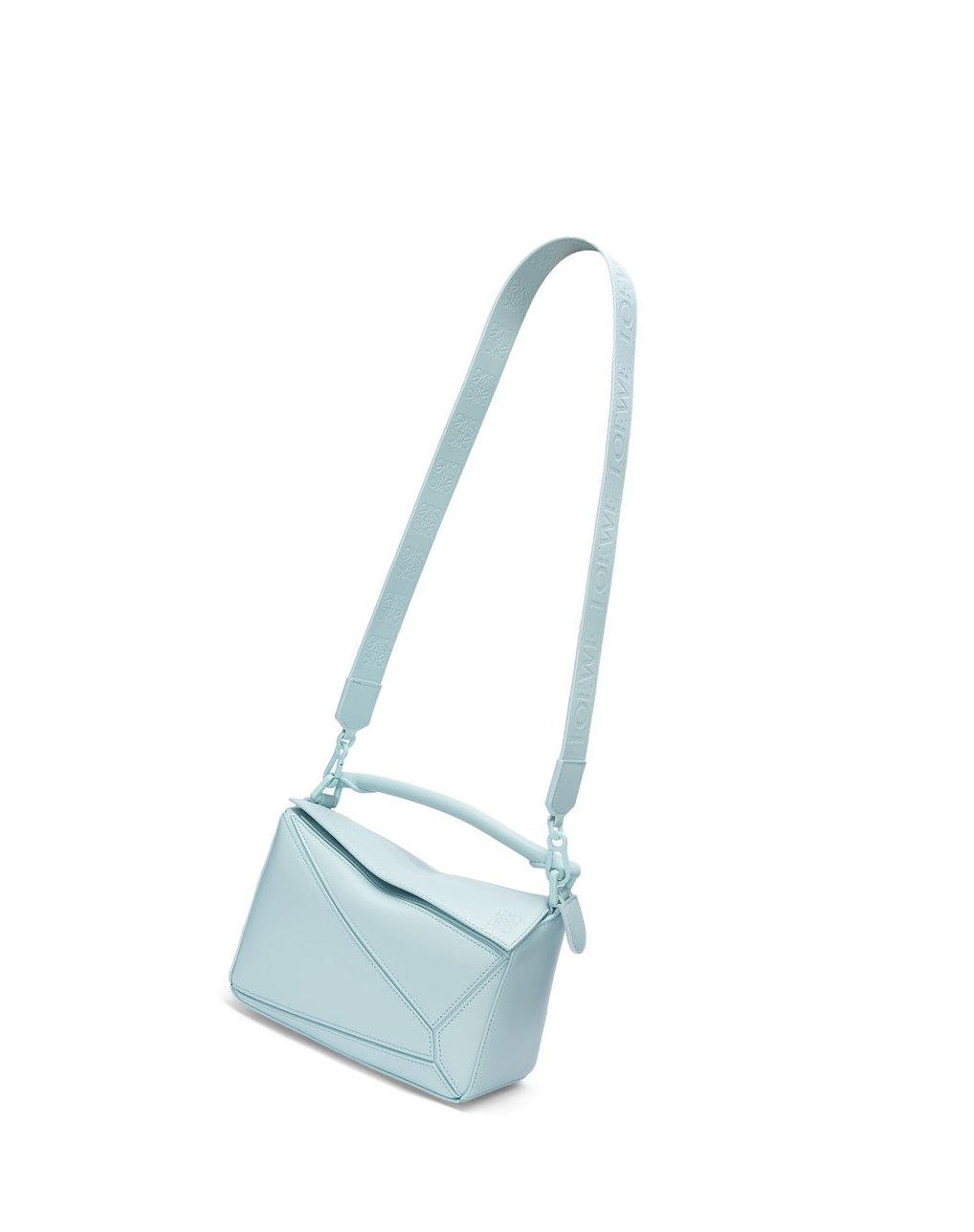 Loewe Small Puzzle bag in satin calfskin Aquamarine | 1784HLPIX