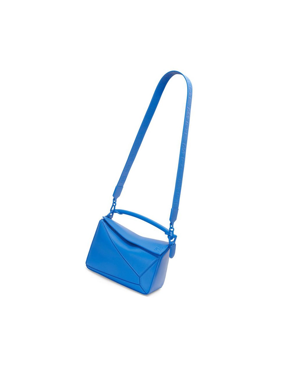 Loewe Small Puzzle bag in satin calfskin Bleu | 5807YKGIC