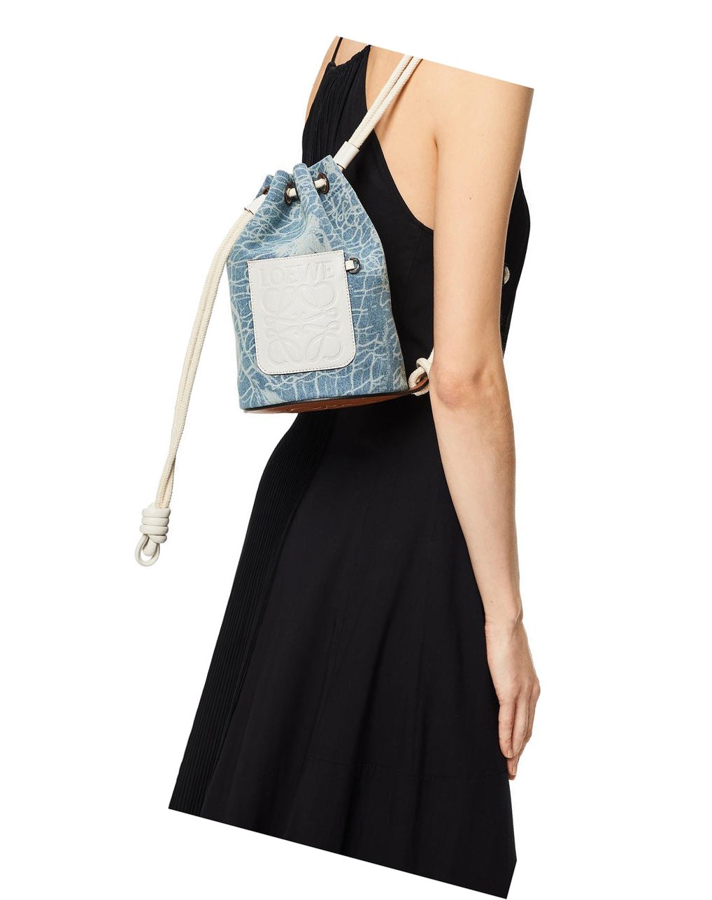 Loewe Small Sailor bag in denim and calfskin Indigo Blanche | 3147ZBWNH